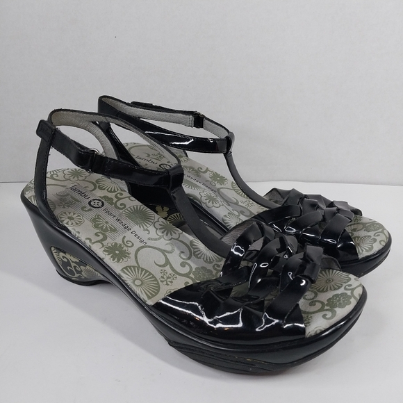Jambu Shoes - Jambu Sport Wedge Camden Size 9 M Glossy Black T-Strap Sandals Shoes